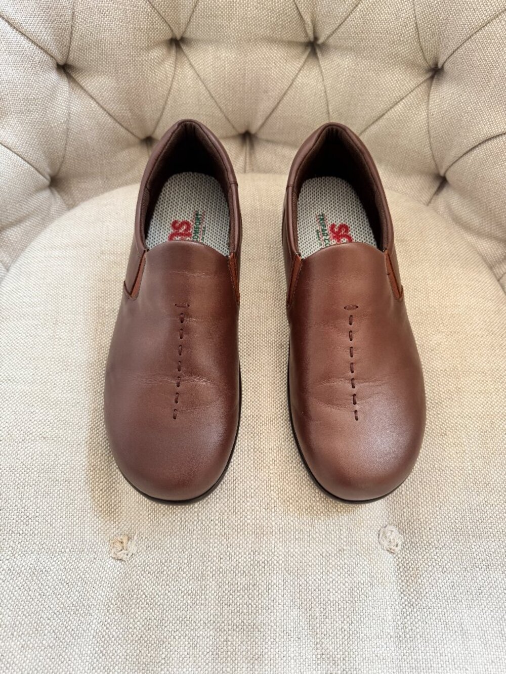 SAS Viva Slip On Comfort Walking Shoe Loafer Teak Leather